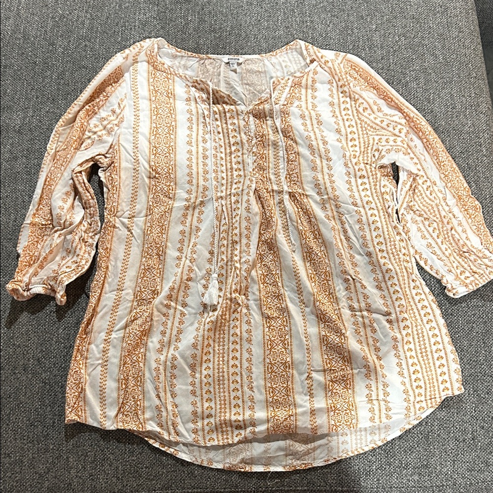 Williams Sonoma Women's Top in Cream and Tan